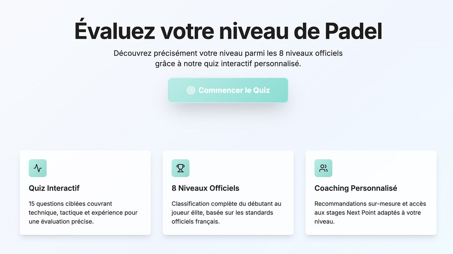 test niveau padel next point repere simple pour mieux situer