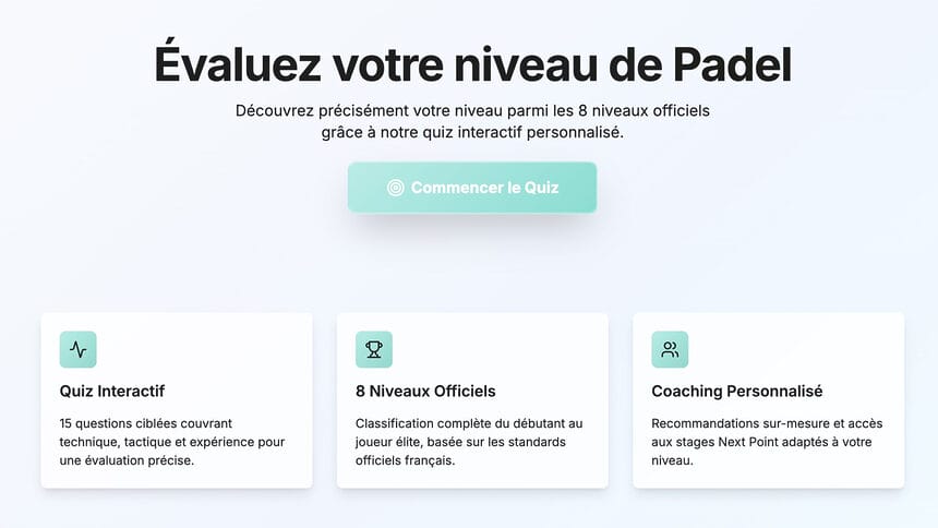 test niveau padel next point repere simple pour mieux situer